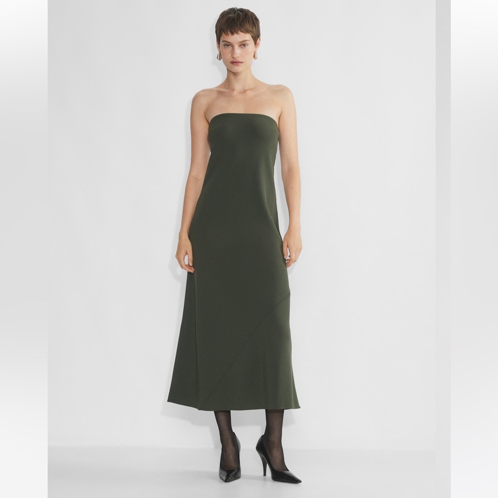 Aritzia Babaton Resolution Dress BNWT Olive Green Strapless Dress